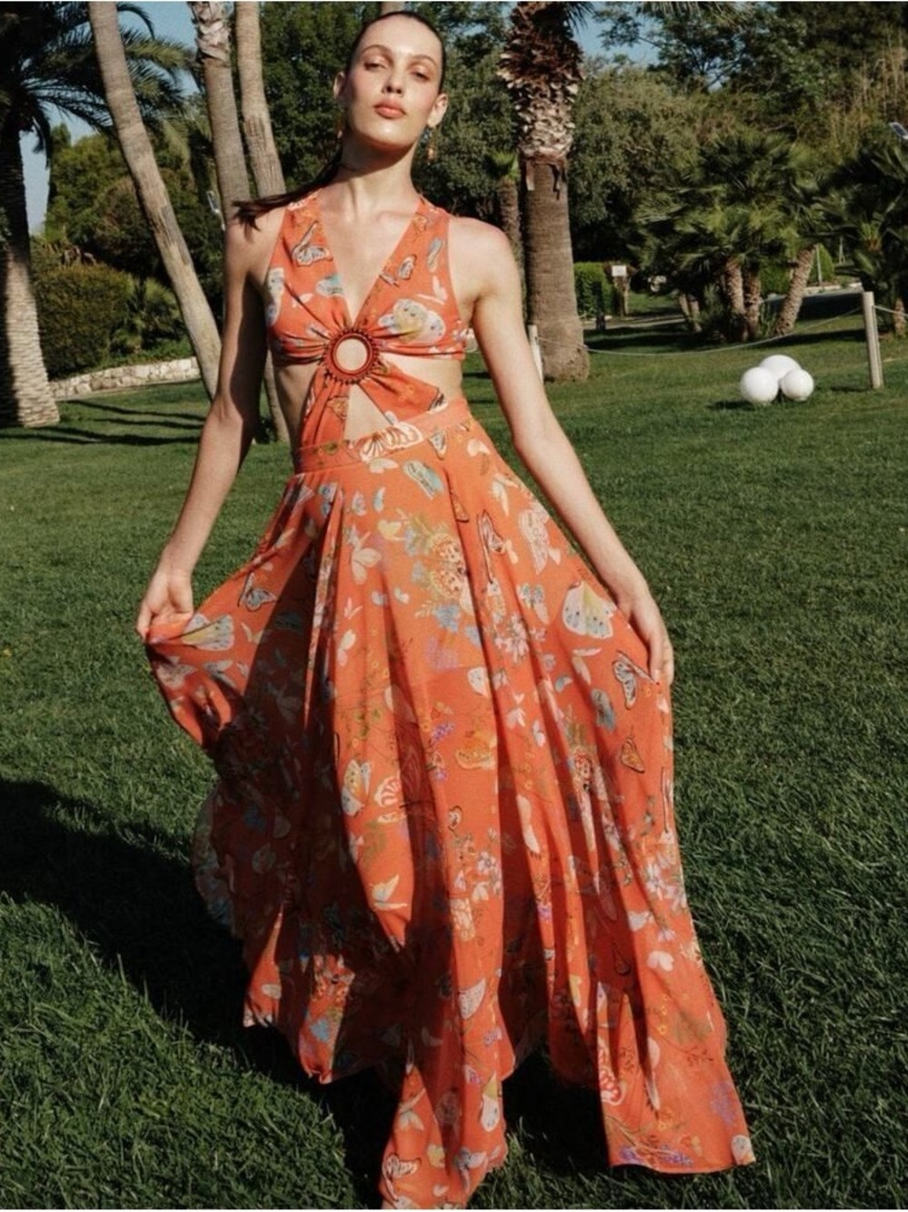 My Beachy Side Begonia Cutout Maxi Dress
